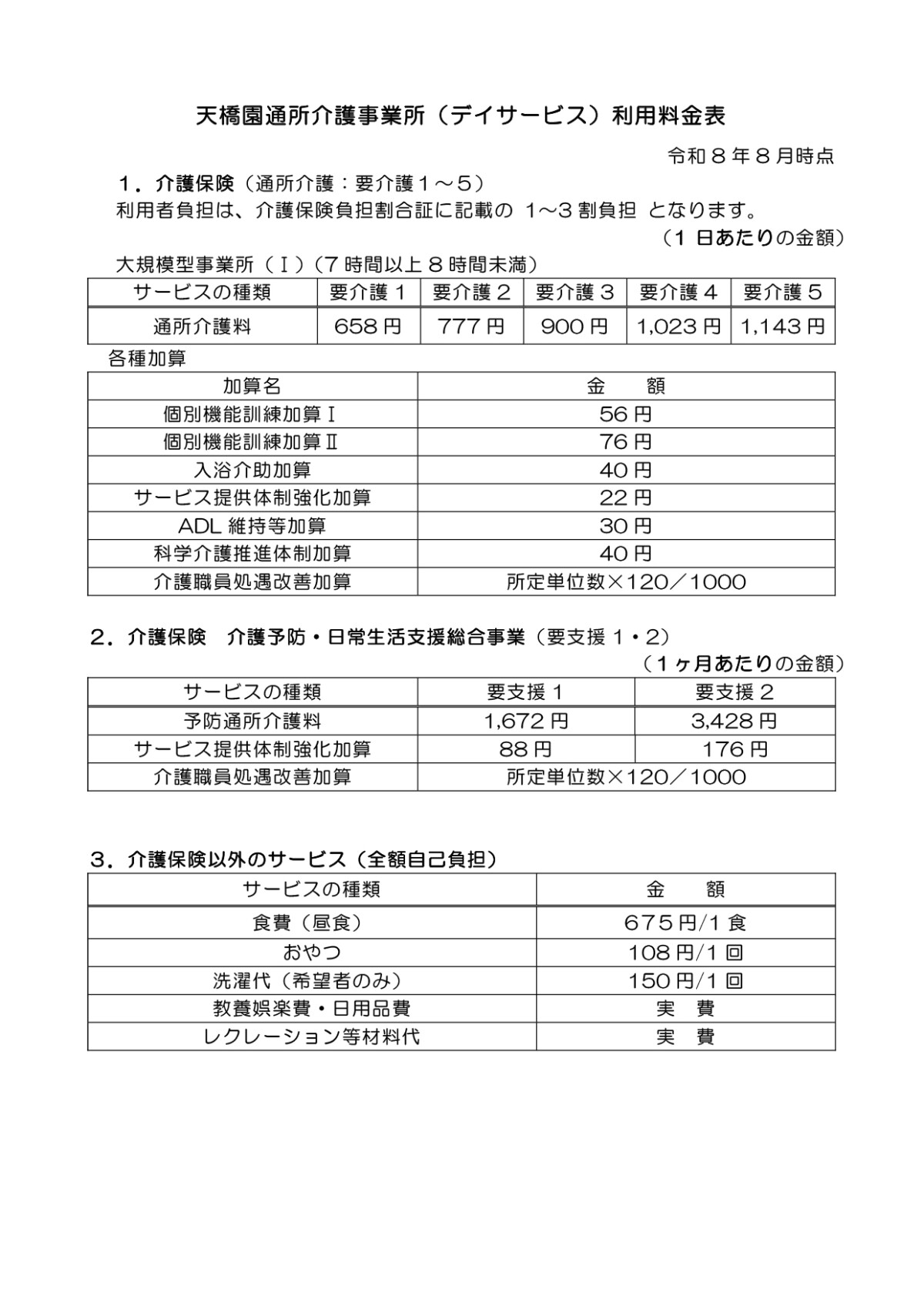 料金表