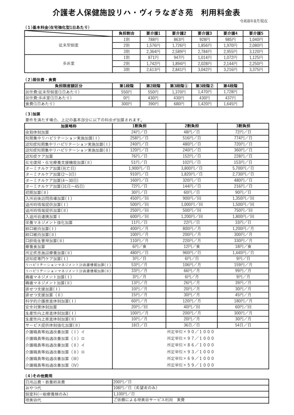 料金表