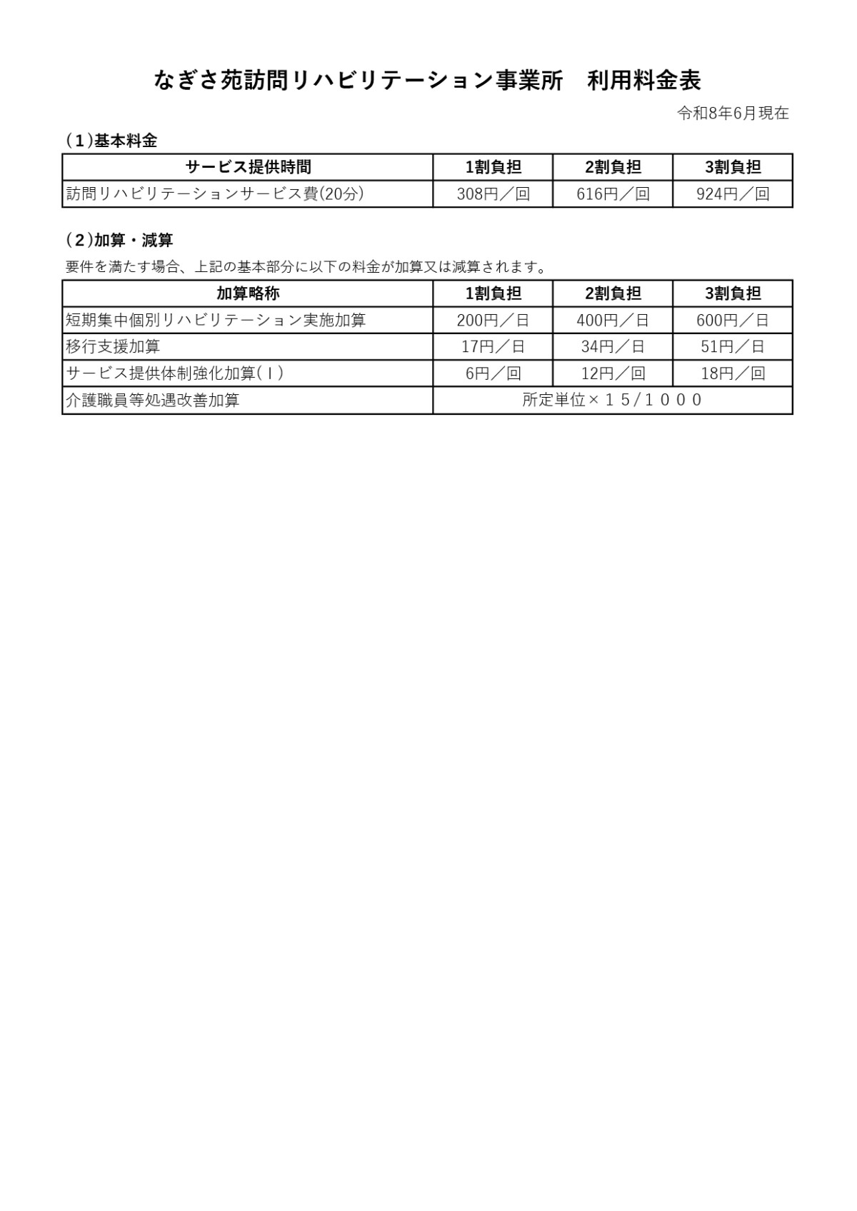 料金表