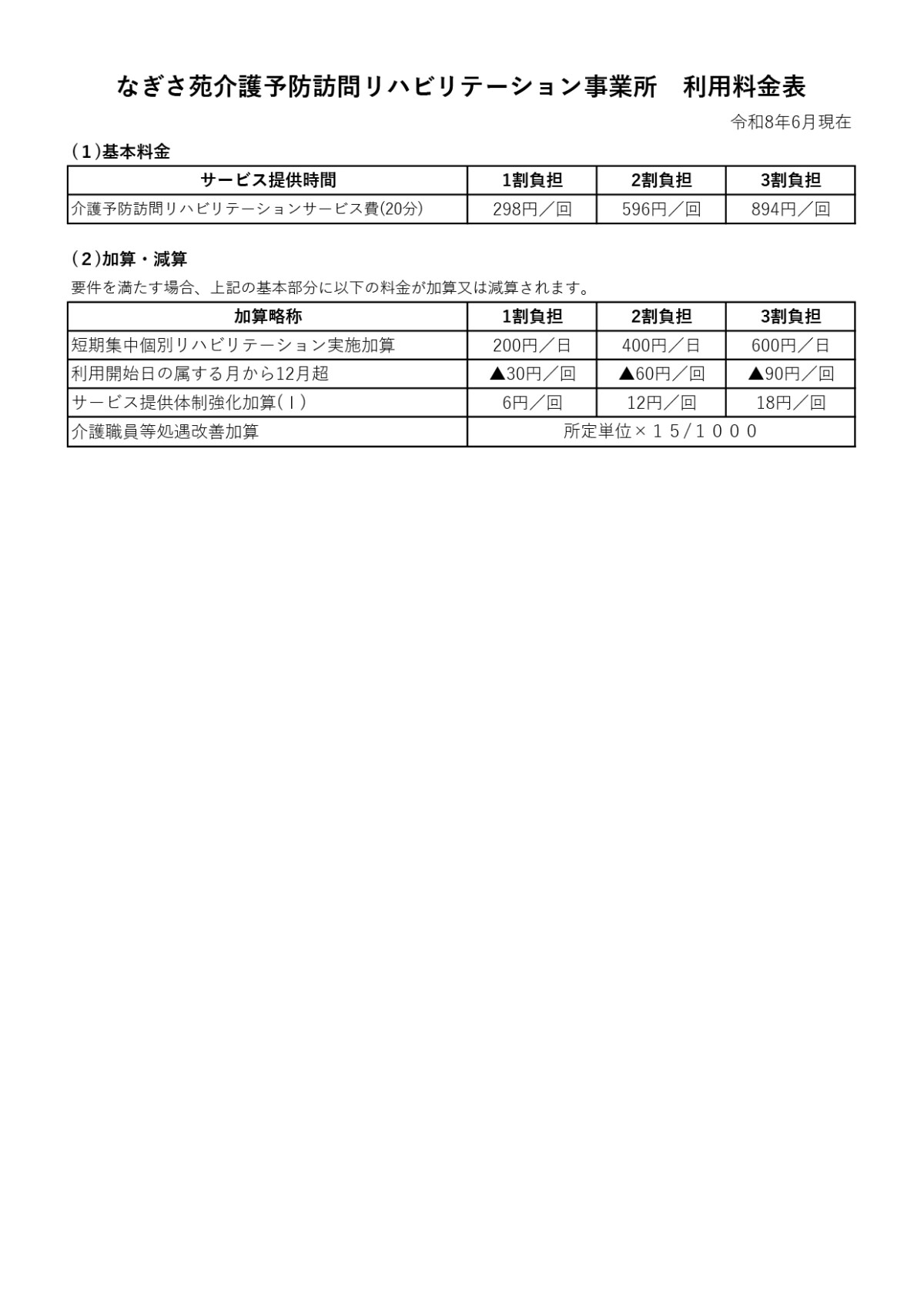 料金表